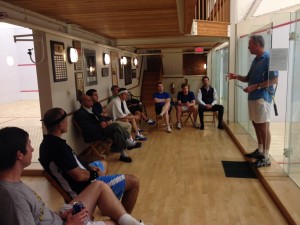 Nat Lovell highlights some squash rules at the Union Boat Club.